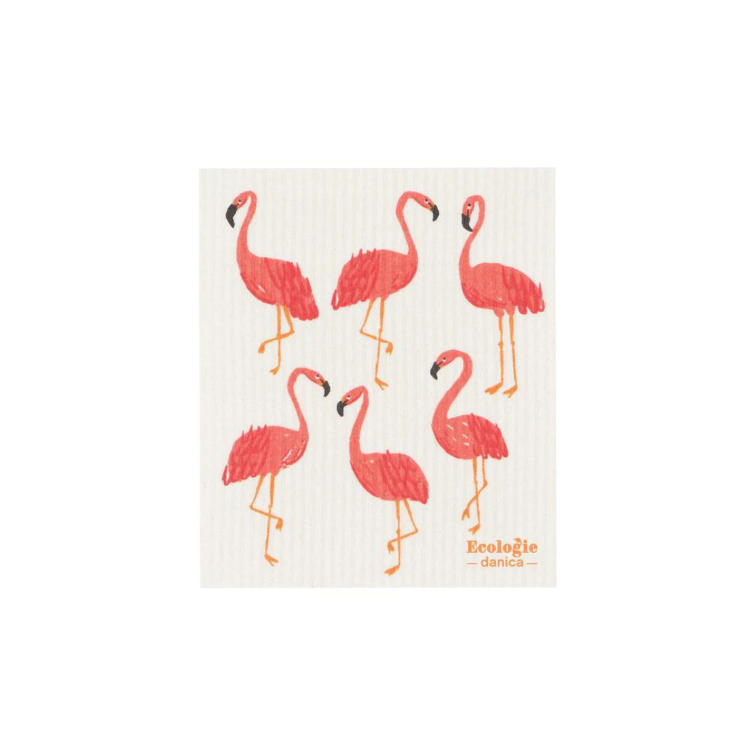 Fly regally through your clean-up routines with this Flamingoes Swedish dishcloth by Ecologie. 