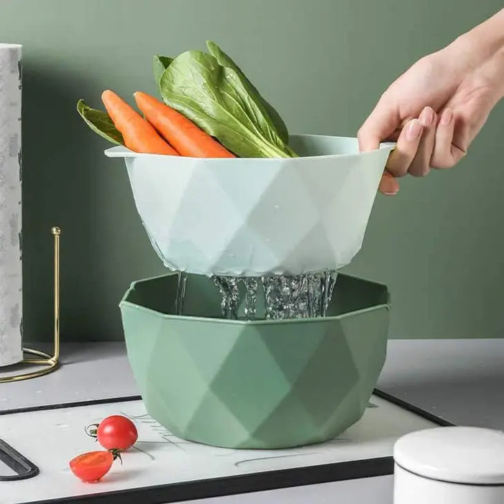 Geometric Drain Basket - Green