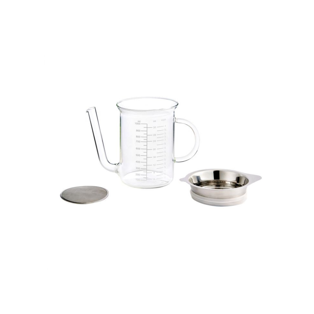 Smooth, flavorful gravy every time with this 32oz Glass Gravy Strainer. Made of durable borosilicate glass, stainless steel, and food-safe silicone, it's perfect for sauces, broths, and more. Easy-to-read measurements and a low-set spout make for mess-free pouring. Safe for stovetop and microwave use. Say goodbye to lumpy sauces and hello to perfection!'