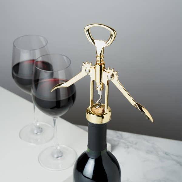 Blending classic functionality with modern elegance, this winged corkscrew from the Belmont collection shines with a sleek, incandescent metallic finish. Designed for speed and ease, it features a self-centering worm and a built-in bottle opener for ultimate convenience. Simply twist the corkscrew into the bottle and press down the lever arms to effortlessly remove the cork in one smooth motion.