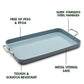 Rectangular baking tray with features highlighted on a white background