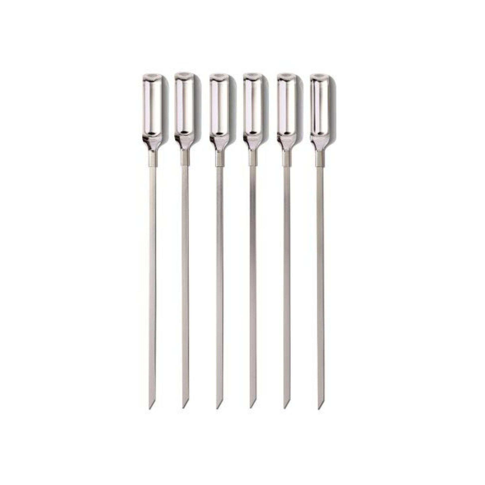 Achieve kabob perfection with the OXO Good Grips 6-Piece Grilling Skewer Set, thoughtfully designed to elevate your grilling experience. The sharp, pointed stainless steel construction ensures effortless loading of ingredients, while the innovative flat design prevents rolling—guaranteeing even cooking on all sides. 