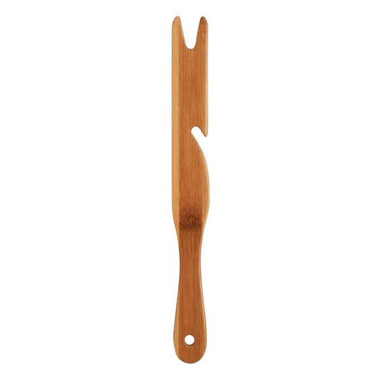 Bamboo oven rack pull push tool on a white background