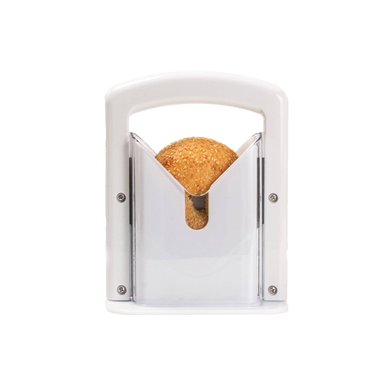 White pet door with a flap open, revealing a dog inside on a white background