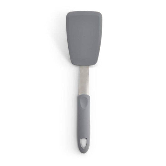 Gray silicone spatula on a white background