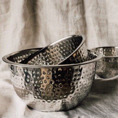 Steel Hammered Dots Mixing Bowl - Large