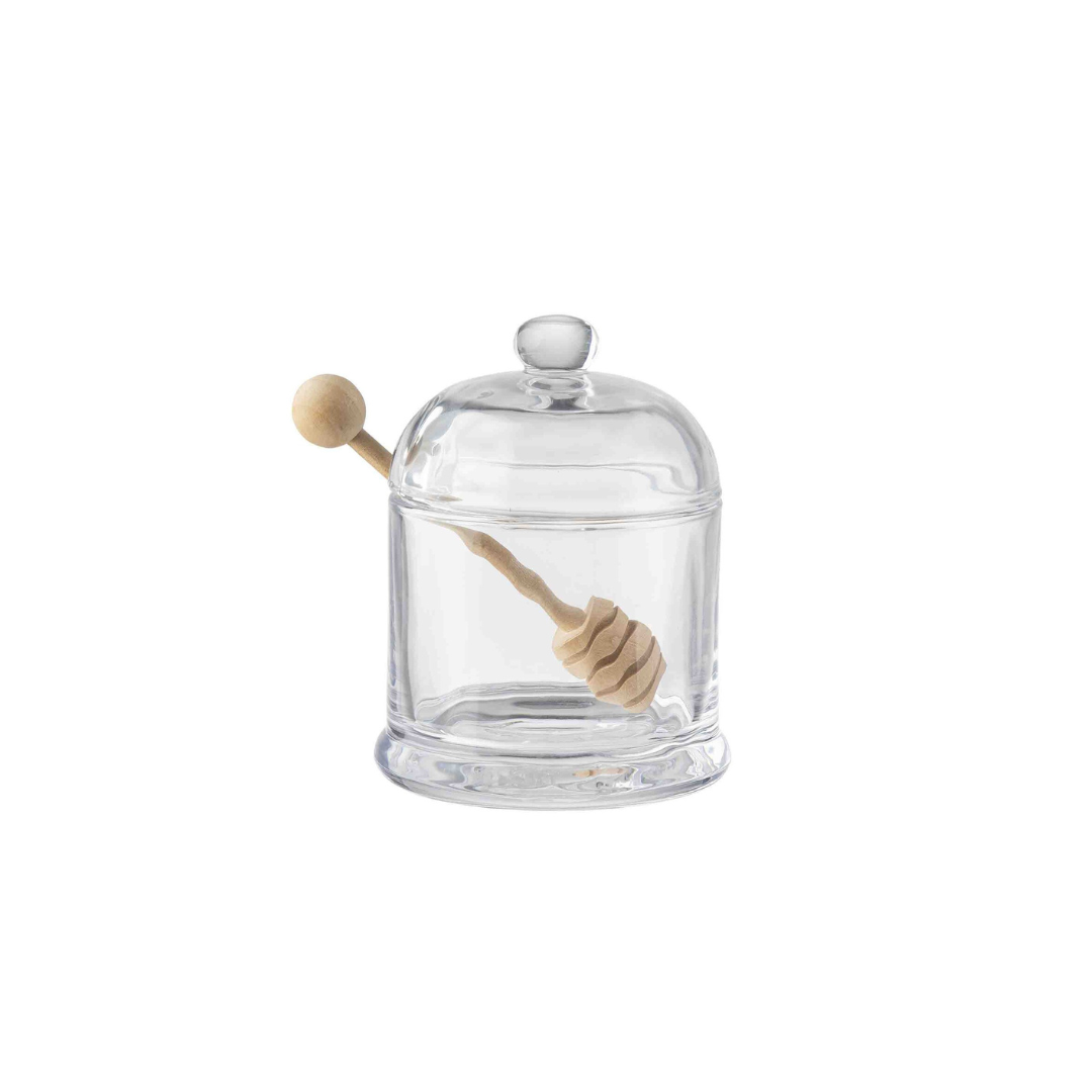 Perfect for drizzling honey onto your tea, toast, or porridge, this elegant glass jar holds up to 8¼ oz of honey, ready to go whenever you need it. Just dip, twirl the wooden handle between your fingers, and transport that golden goodness without any messy drips. The light wood dipper gives a traditional vibe, and if you love it, you can even grab the dipper on its own!