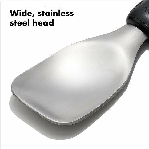 Revolutionize your ice cream serving experience with the OXO Good Grips Ice Cream Spade, expertly engineered for effortless scooping and generous portions. The wide stainless steel head slices through frozen desserts with remarkable ease while maintaining the durability needed for repacking store-bought pints. 