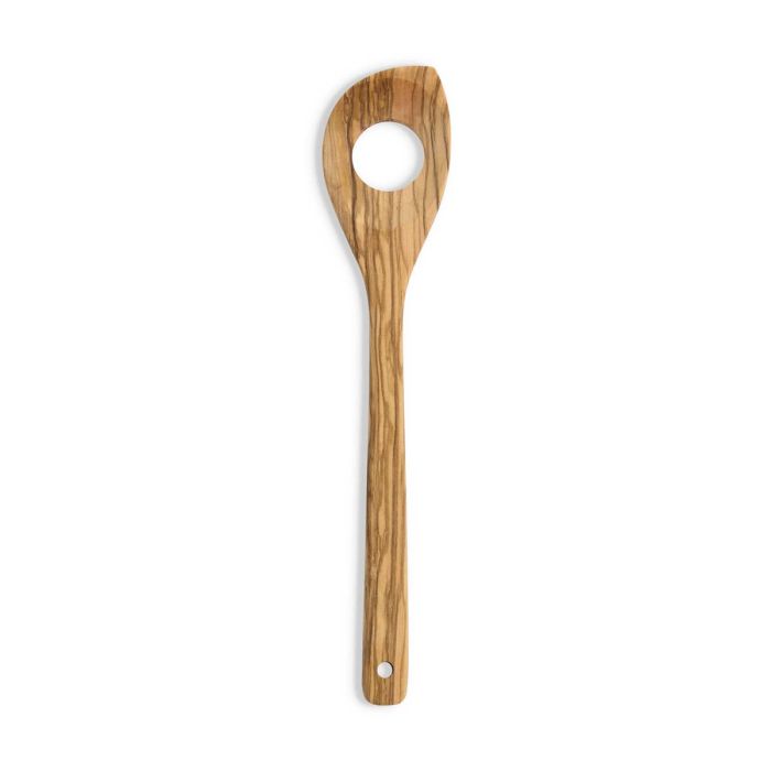 Wooden spatula on a white background