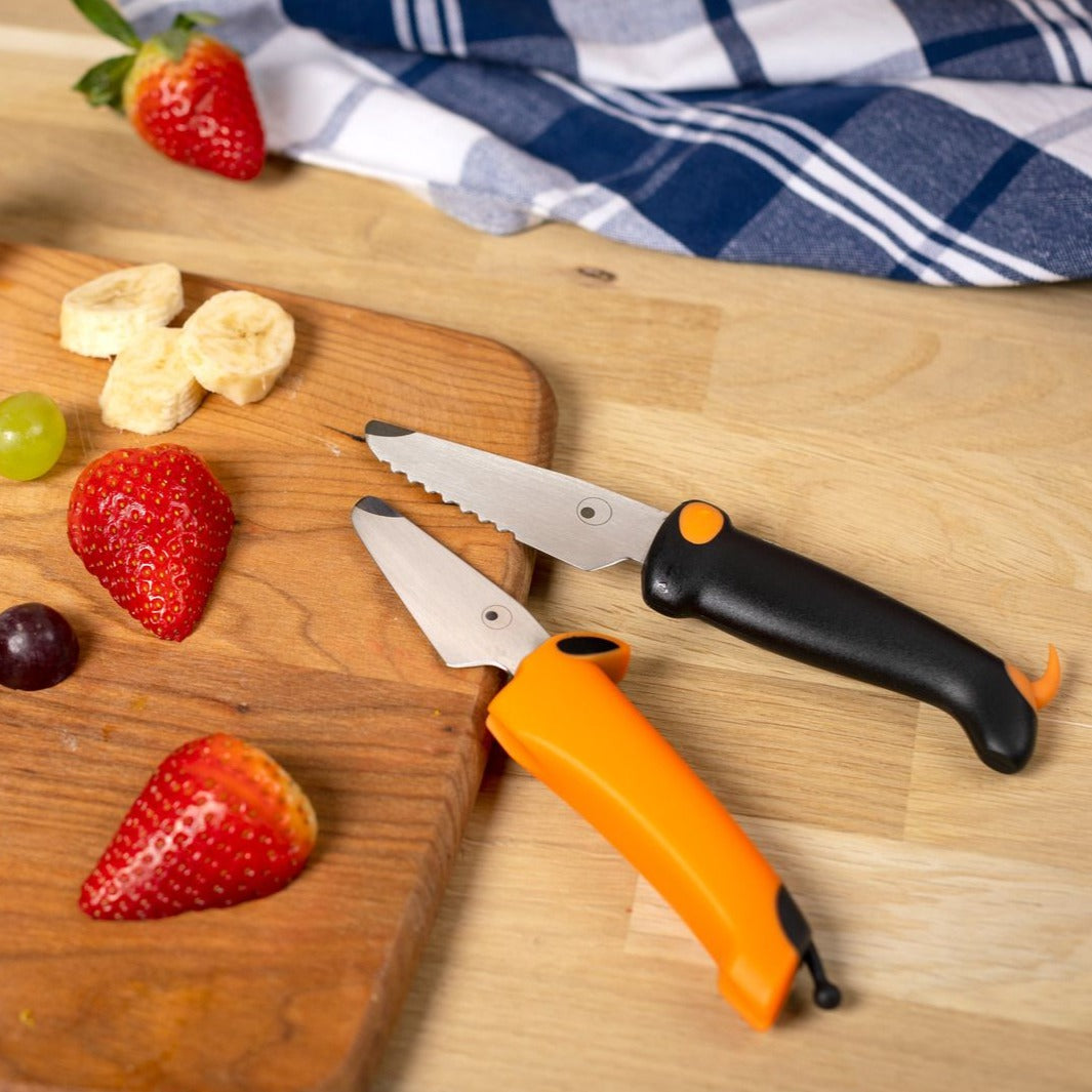 Kinderkitchen Dog Knife Set - Black & Orange - 2 Piece Set