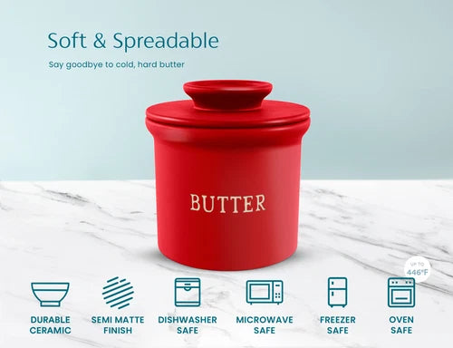 French Ceramic Butter Keeper - Red