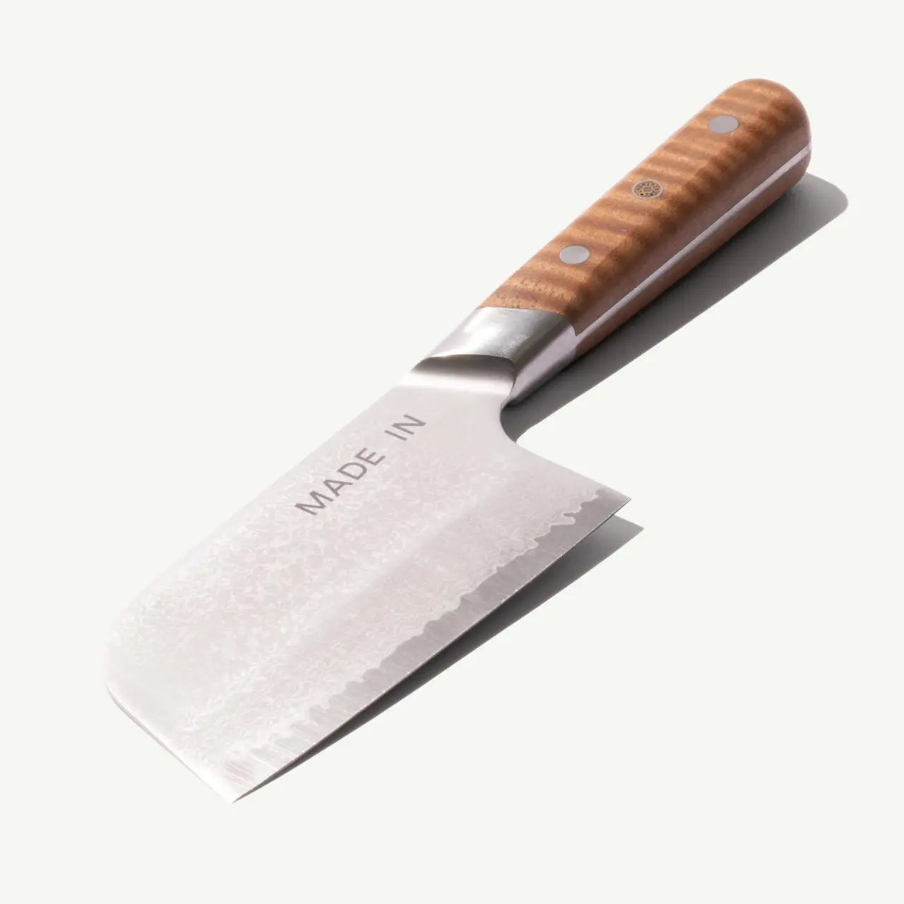 Knife with wooden handle on a white background