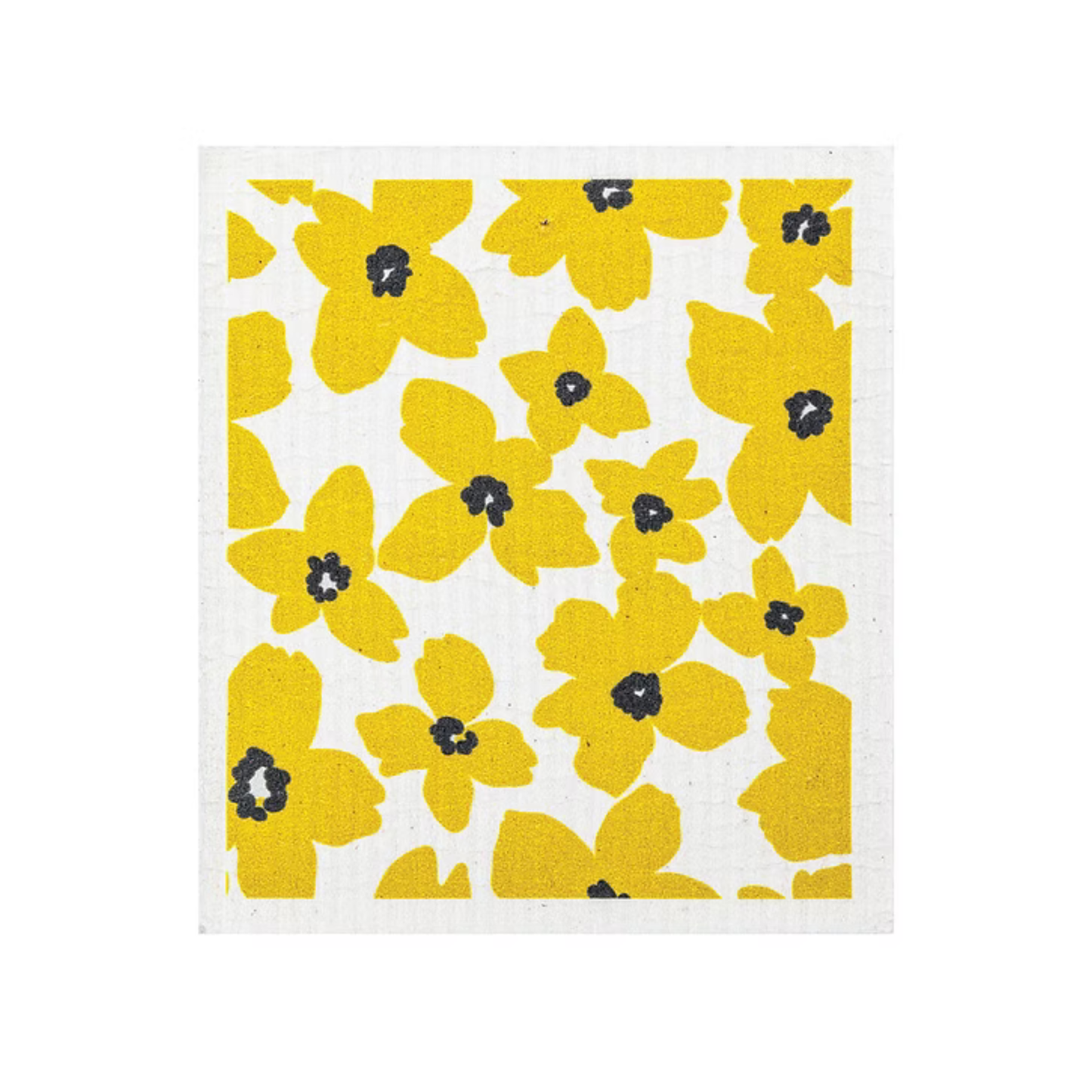 White cloth with yellow floral pattern on a white background