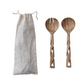 Salad Servers w/ Twisted Handles - Set of 2 Mango Wood with cotton bag