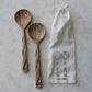 Salad Servers w/ Twisted Handles - Set of 2 Mango Wood with cotton bag