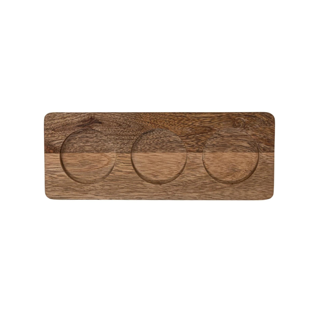 Creative Co-Op Tray and Bowls Set made of Mango Wood and Stoneware.