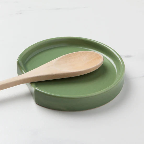 Matte Elm Green Spoon Rest by Now Designs! Its soothing sage hue and gentle curves offer a calming, modern aesthetic