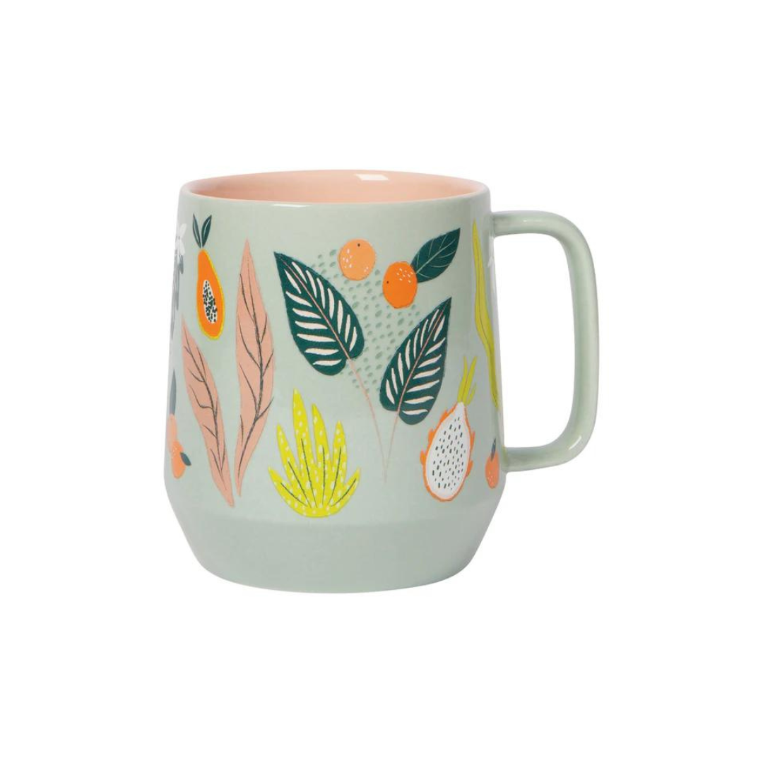 the Mega Mug in Paradise is a charming 22 oz stoneware mug that keeps your beverage as warm as the conversation!