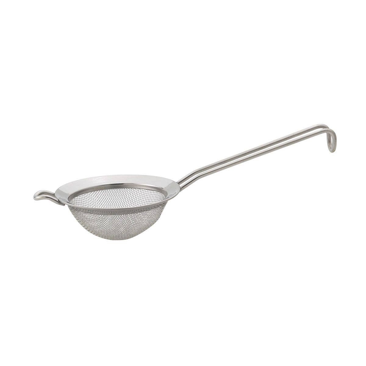 Small mesh strainer on a white background