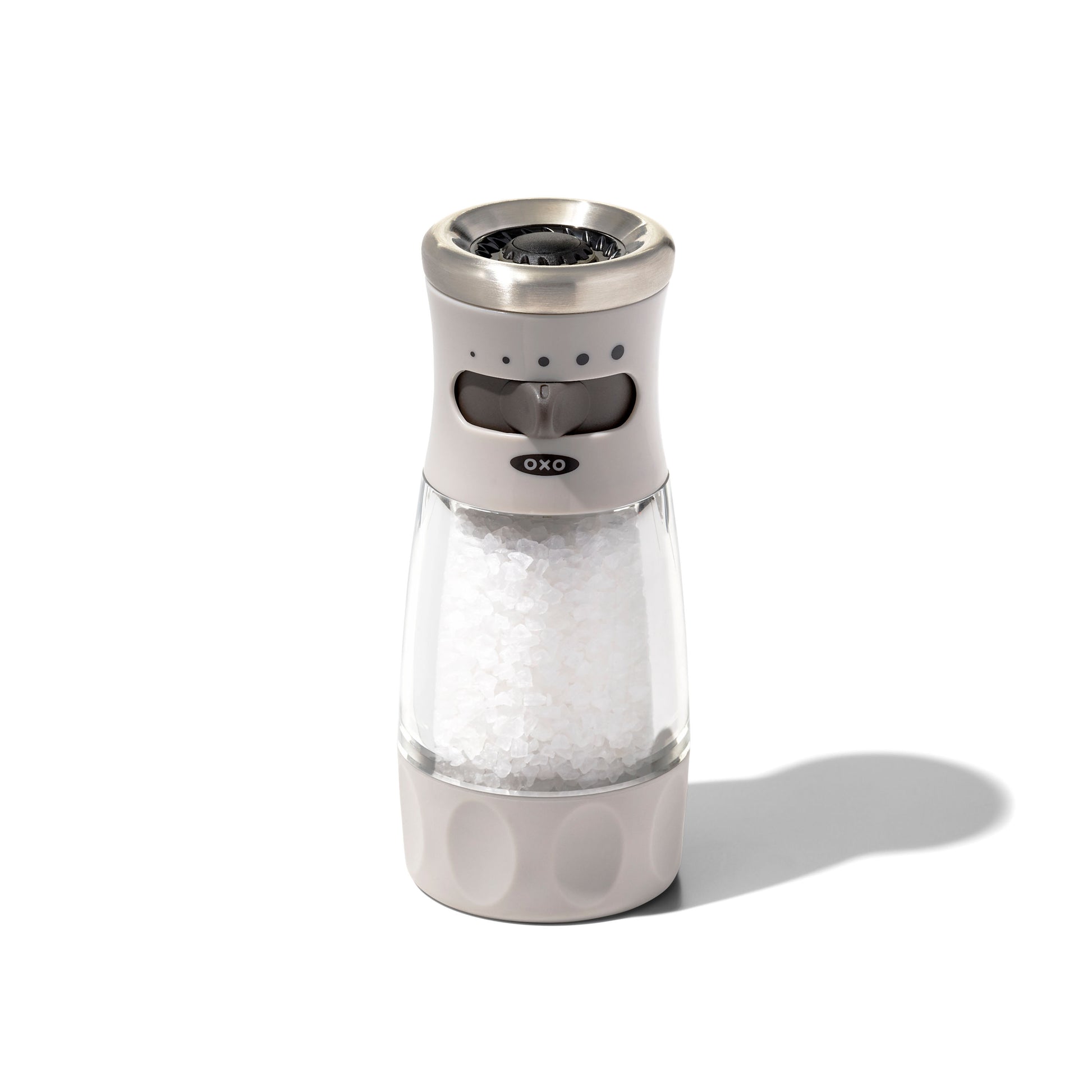 OXO salt and pepper shaker on a white background