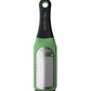 Green and black Microplane grater on a white background