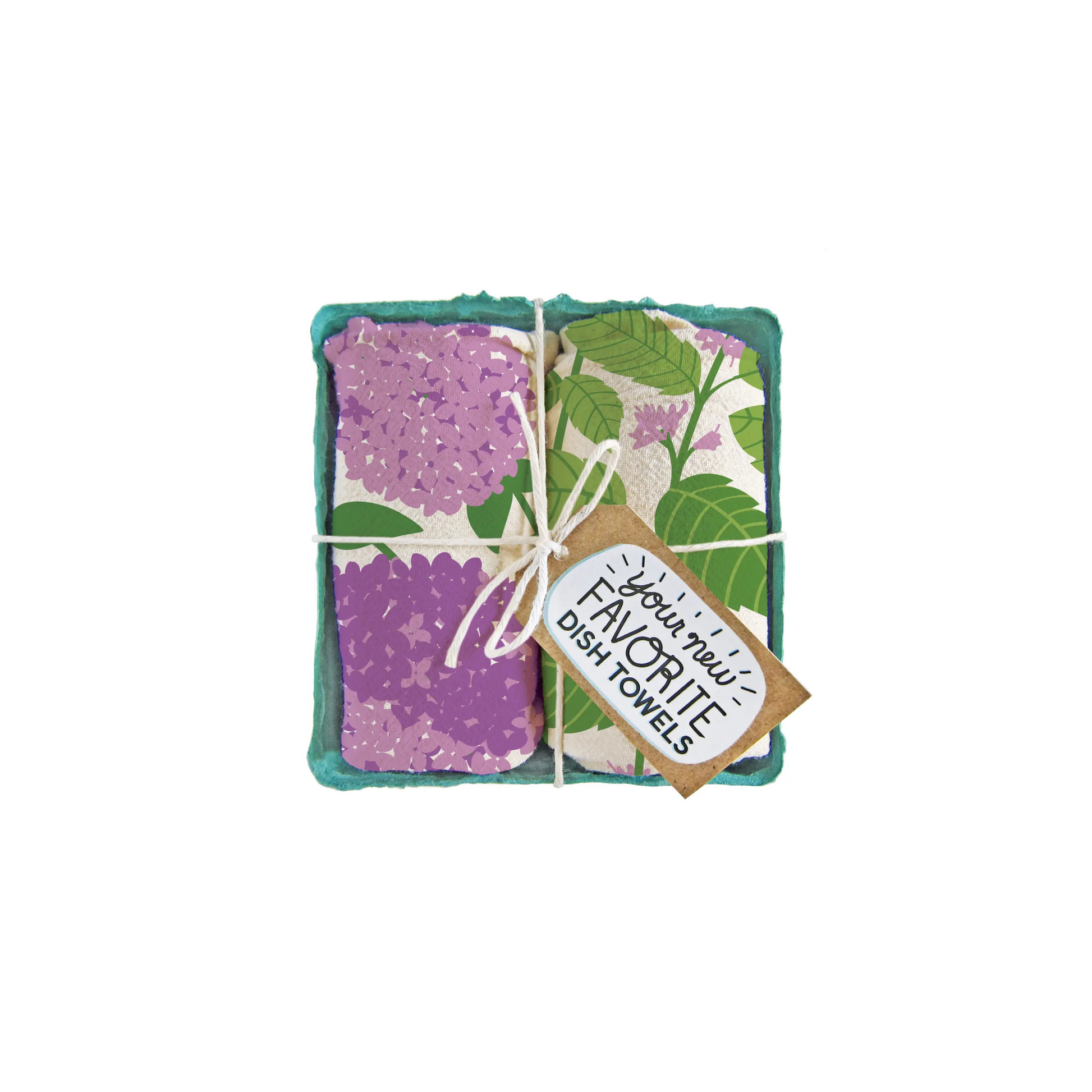 This delightful dish towel set is ready for gifting, featuring two charming 100% cotton, unbleached towels in beautiful lilac and mint. Add a fresh pop of color to your kitchen with these stylish designs!