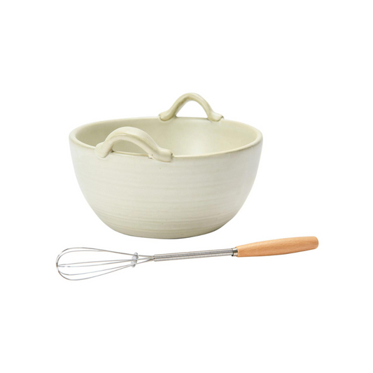 Whisk and Stoneware Mixing Bowl by Creative Co-Op