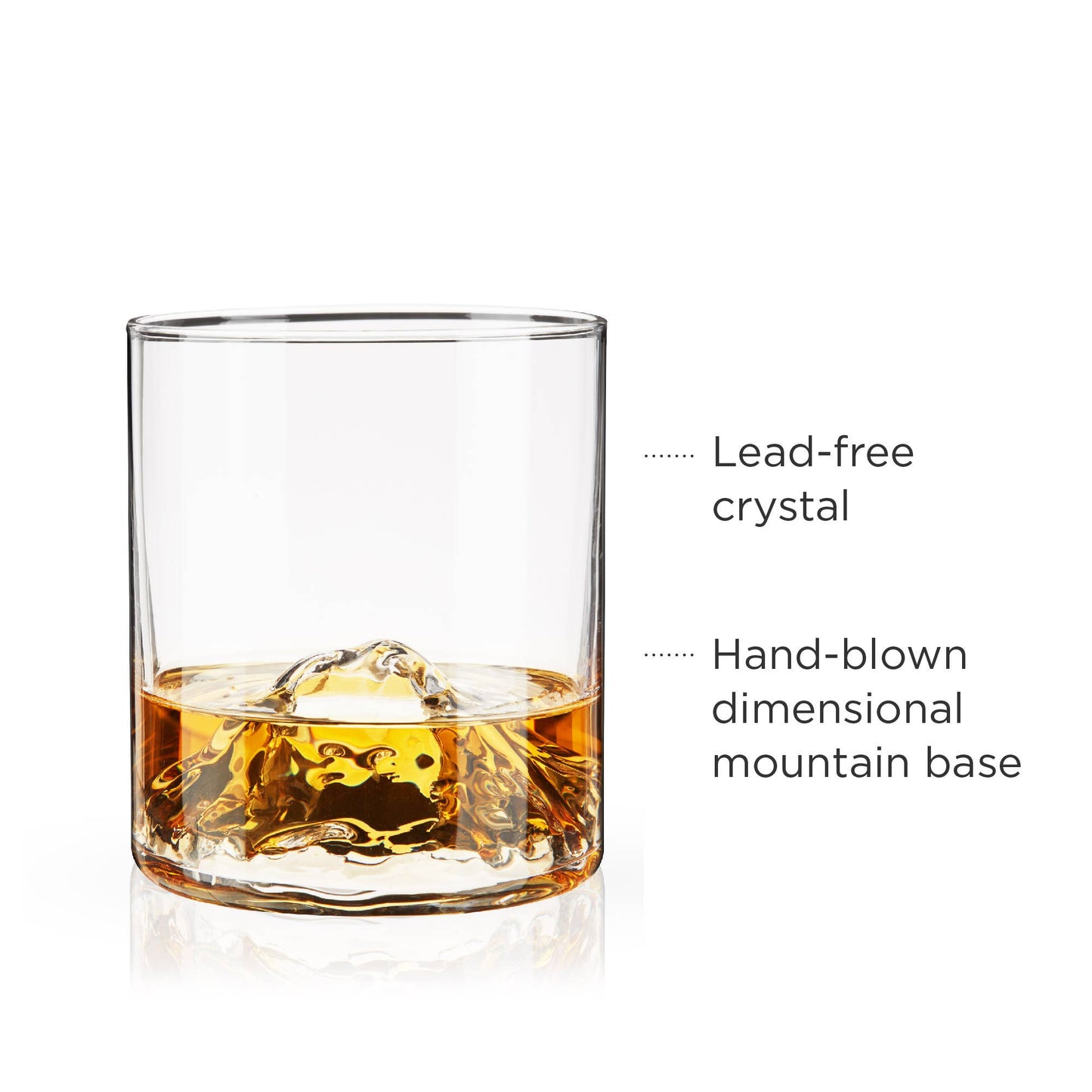 Experience the artistry of nature with these stunning crystal tumblers, featuring hand-blown, dimensional mountains rising from the base—an homage to the majestic peaks of the Pacific Northwest. As you swirl your favorite liquor, watch it cascade around the rugged landscape within your glass. Each handmade piece is unique, with slight variations that add to its charm.