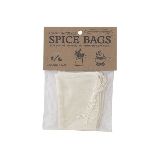 This set of four all-natural cotton spice bags with drawstring tops 