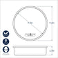 Measurement chart for a 9-inch round pan with dimensions and features.