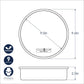 Measurement chart for a 9-inch baking pan with dimensions and features.