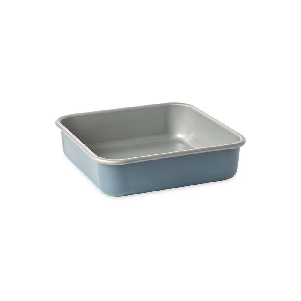 Gray rectangular baking dish on a white background