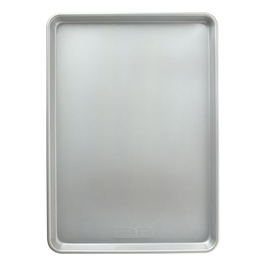 Metal baking tray on a white background