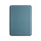 Blue rectangular object with a brand logo on a white background