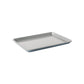 Rectangular baking tray with blue rim on a white background