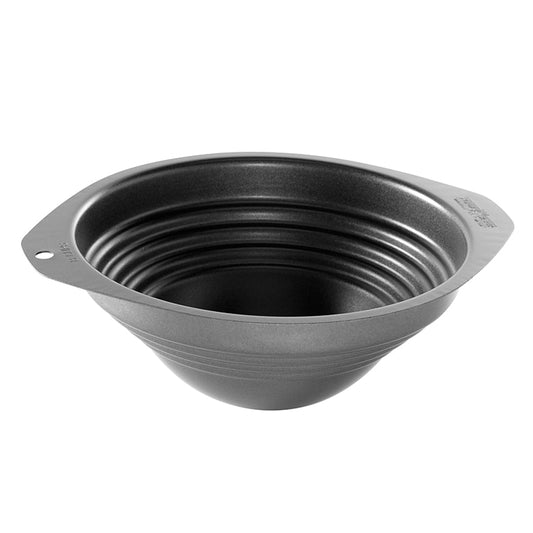 Gray nonstick double boiler on a white background