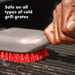 Hand using a grill brush on a grill with text 'Safe on all types of cold grill grates'.