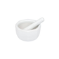 White ceramic mortar and pestle on a white background