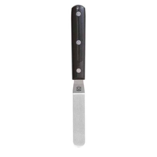 Offset Spatula with a black handle and silver blade on a white background
