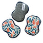 Three reusable pads with floral patterns on a white background