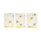 Three decorative towels with bee and floral pattern on a white background