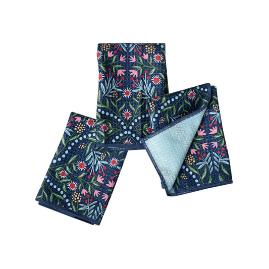 Folded fabric with floral pattern on a white background