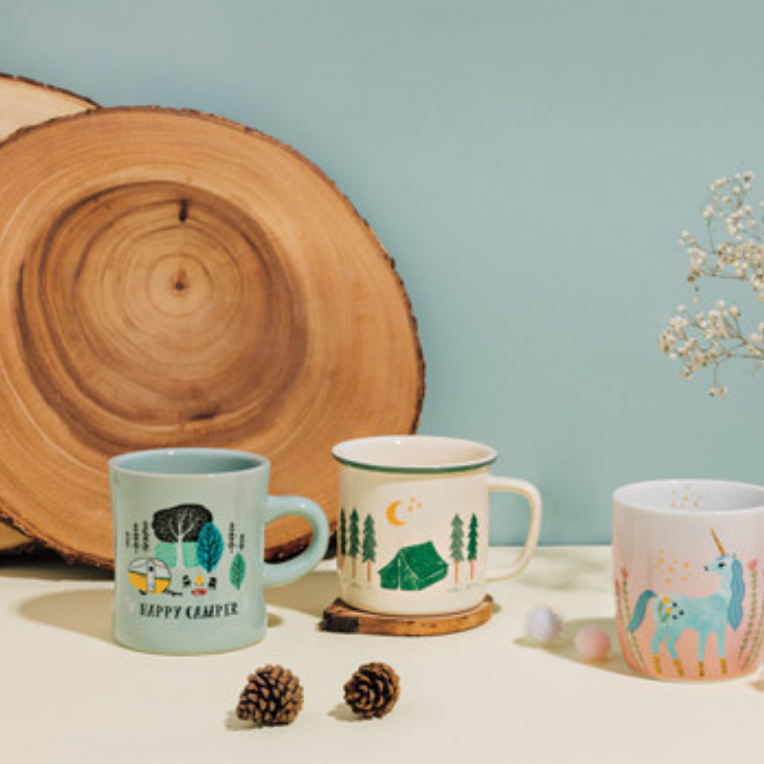 Out and About Heritage Mug! These enamel-inspired mugs, complete with charming contrasting rims,