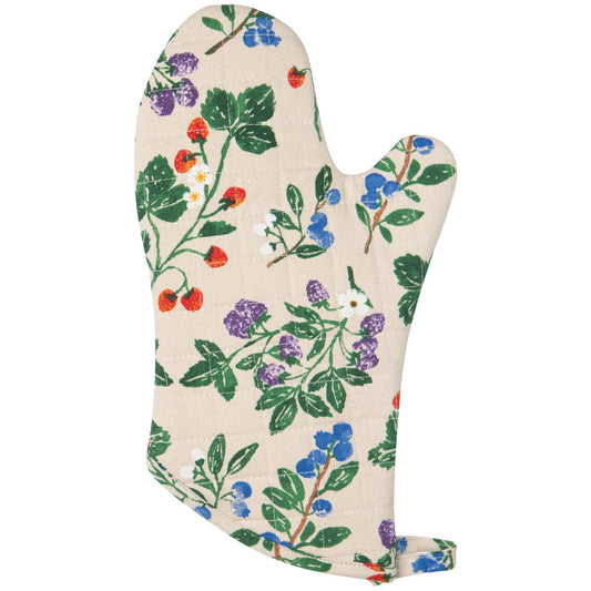 Oven mitt with floral pattern on a white background