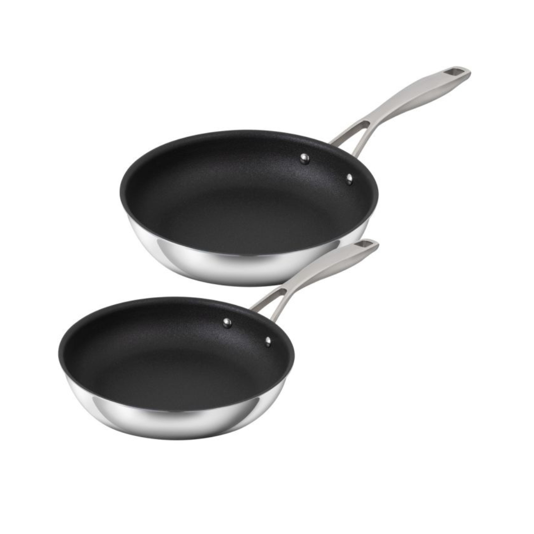 Kuhn Rikon 2 Piece Set Nonstick coated Stainless Bottom 8 inch and 9 inch