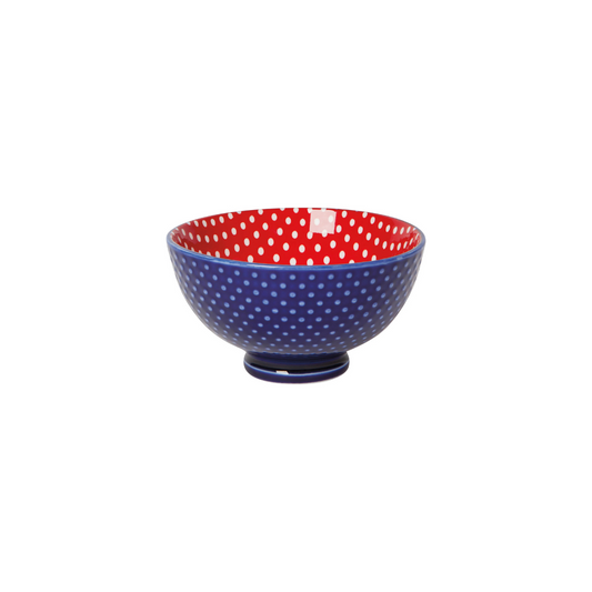 Full to the brim with charm, this Poppy stamped bowl brings pattern and color to the table. Flush with vibrant red and cool blue this pattern is an invitation to pause and appreciate the bold beauty of the Poppy collection.