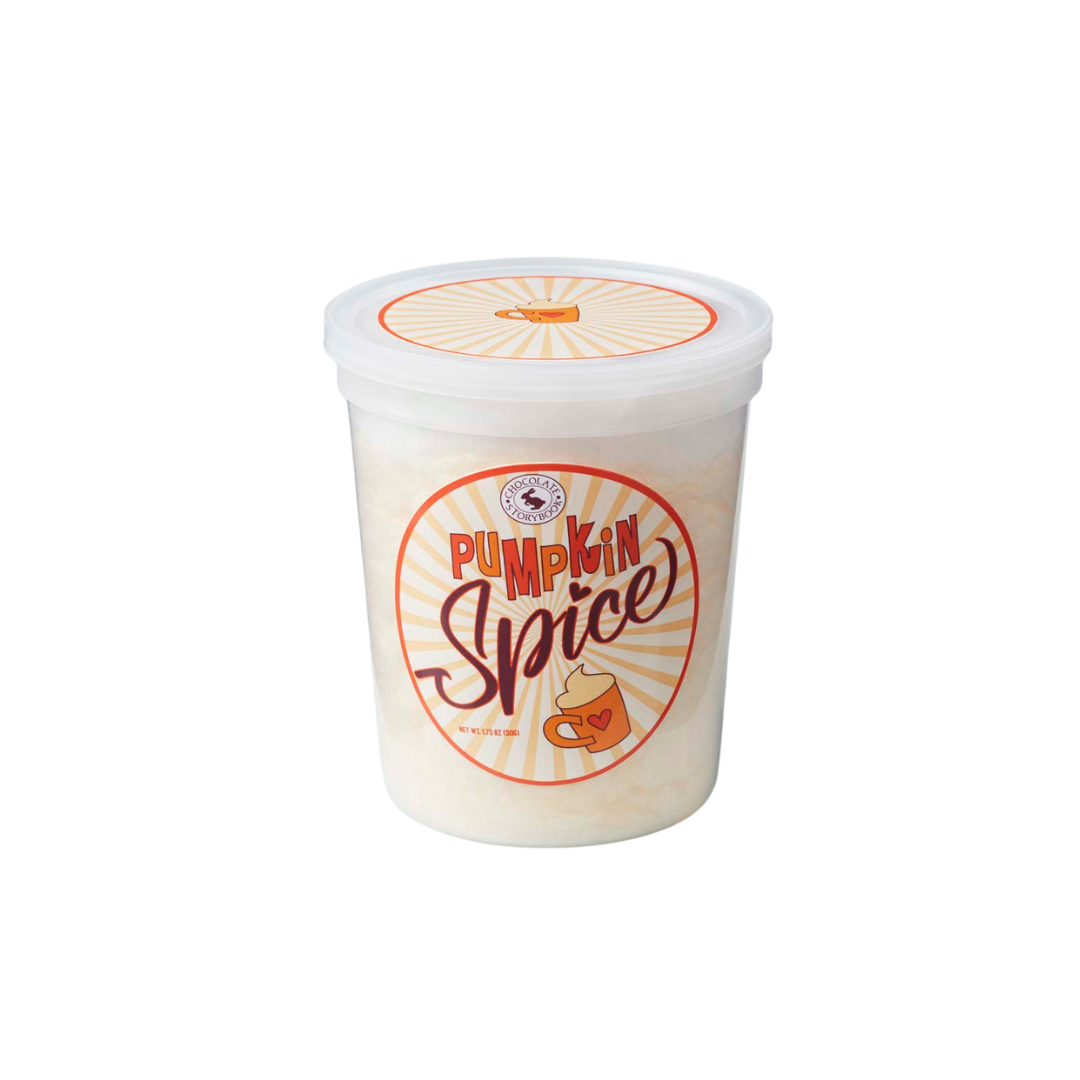 Pumpkin Spice Cotton Candy in reusable container.