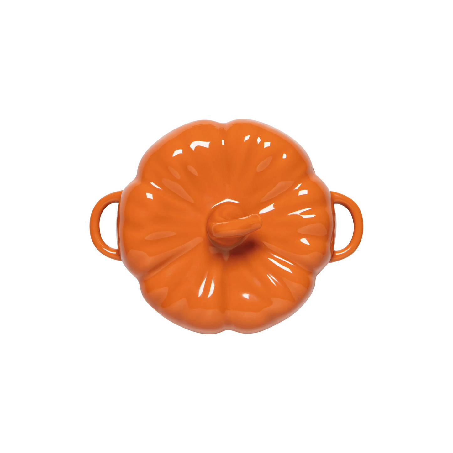 Orange ceramic pumpkin-shaped container on a white background