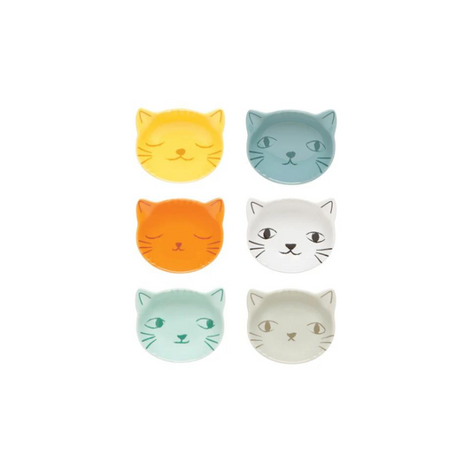 Purrfect Shaped Pinch Bowls - Set of 6! Featuring adorable kittens, these charming stoneware bowls make organizing ingredients a delightful experience.