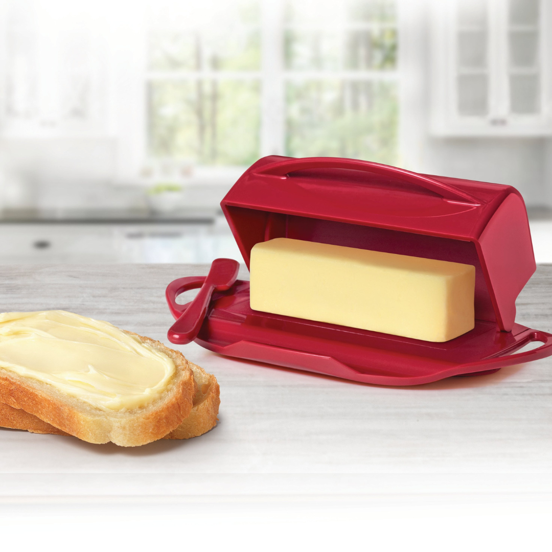 Butterie Flip-Top Butter Dish - Red